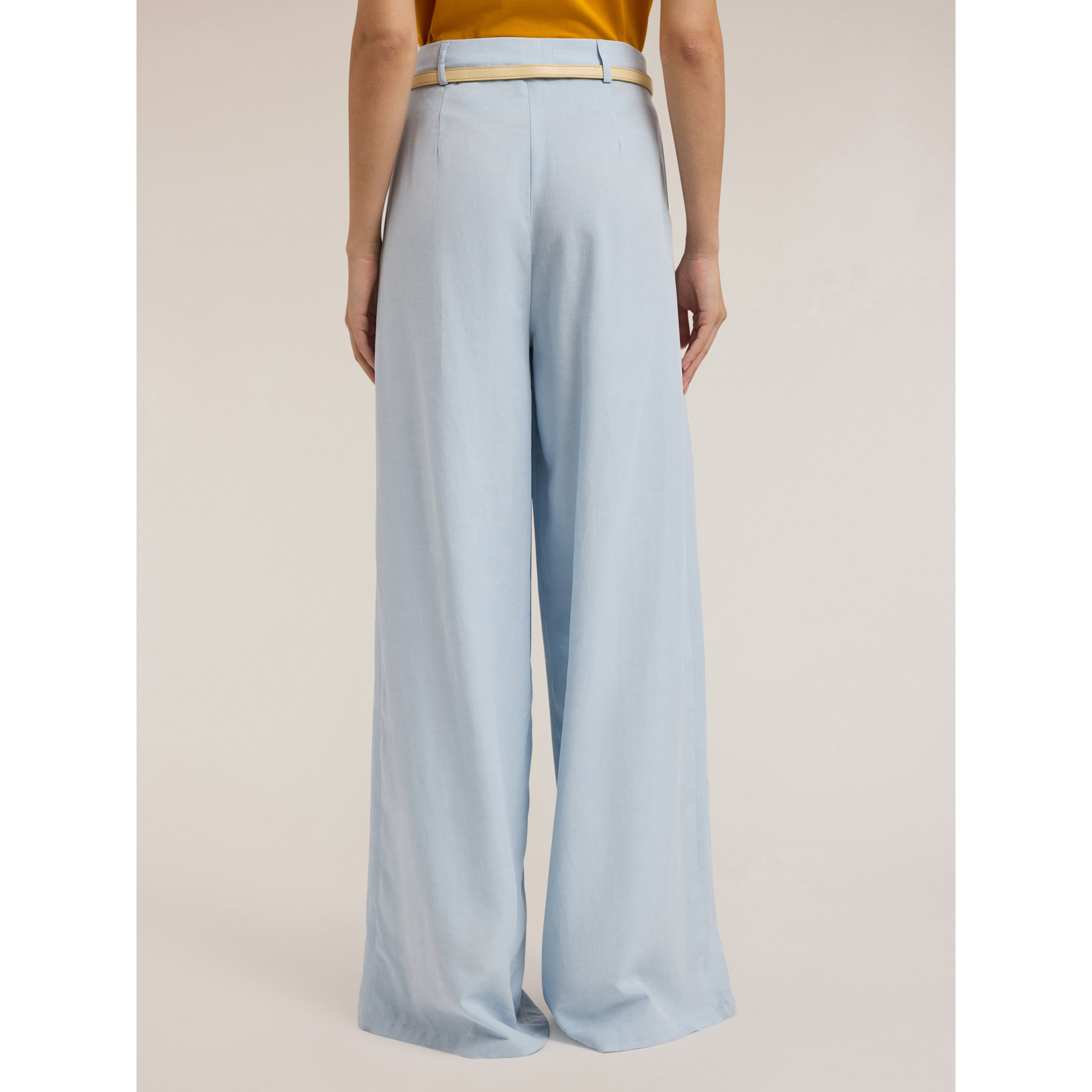 Motivi - Pantaloni palazzo con pieghe misto lyocell - Azzurro