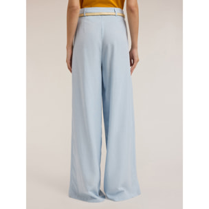 Motivi - Pantaloni palazzo con pieghe misto lyocell - Azzurro
