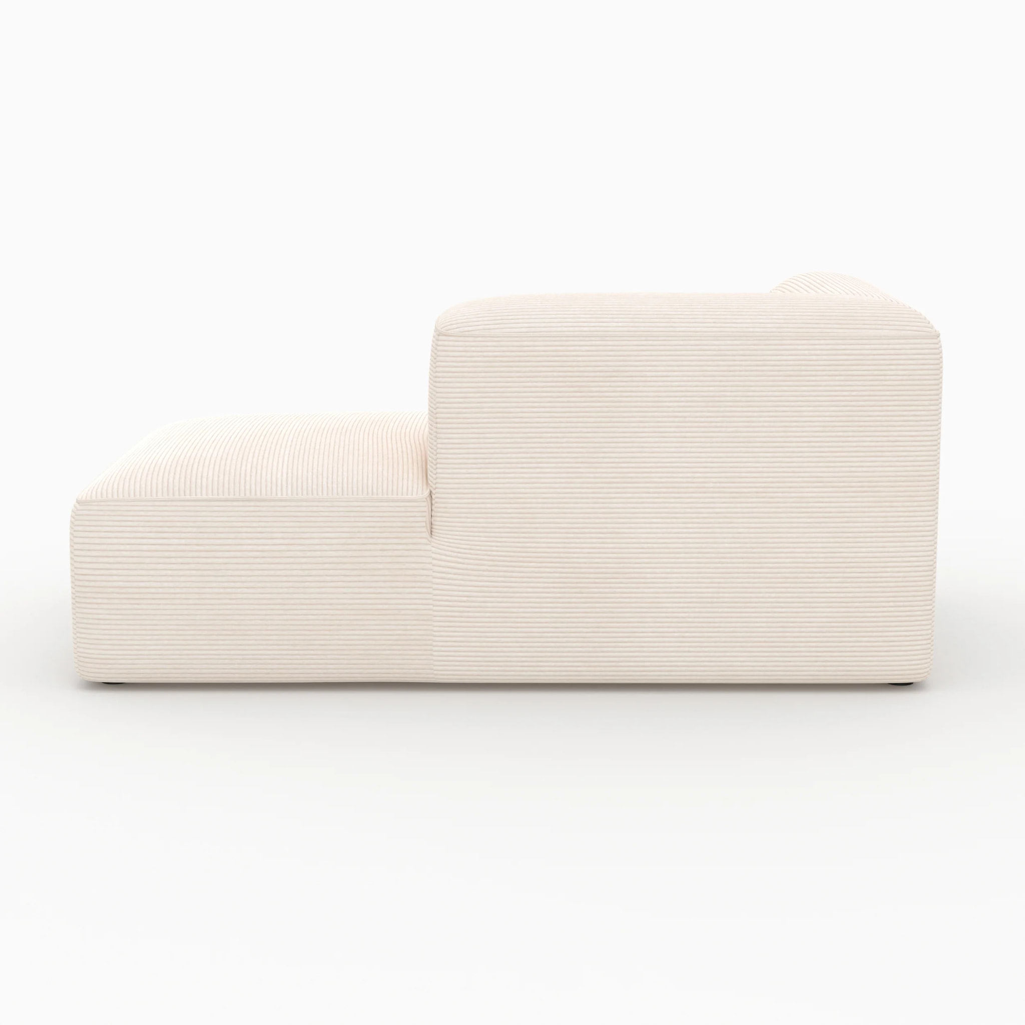 Méridienne d'angle à droite pour canapé modulable en velours blanc - Mina