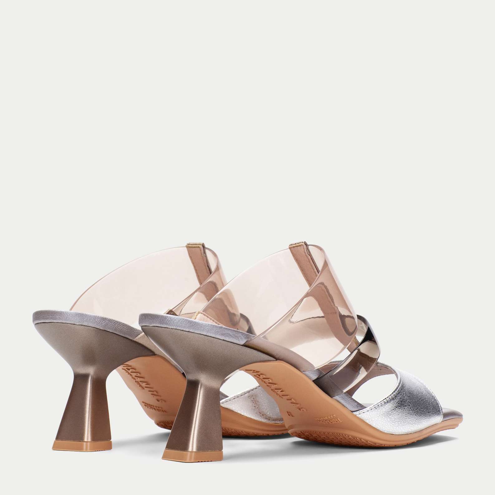 Sandalia Destalonada Danielle Plata oro 6 cm