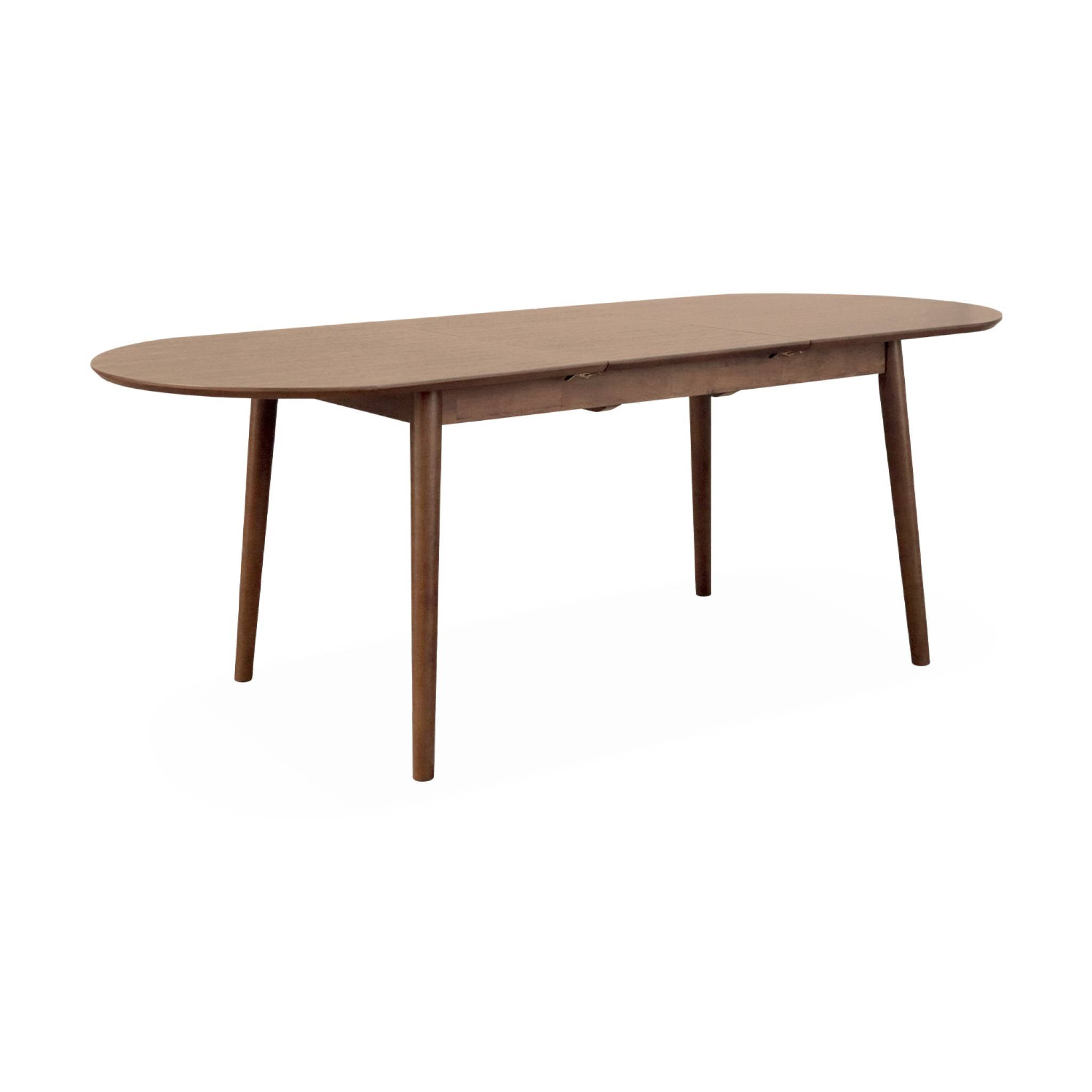 Table à manger extensible ovale couleur noyer Lisa 6 à 8 places. 160 à 210cm