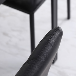 Lot de 4 chaises de salon design Chesterfield effet capitonné métal synthétique noir