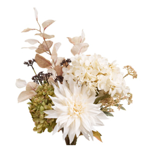 Bouquet Hydrangea artificiale mix toni naturali bianco e verde