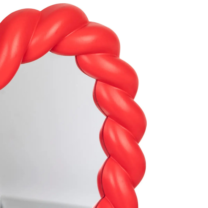 Miroir torsadé cœur Twist rouge h40cm