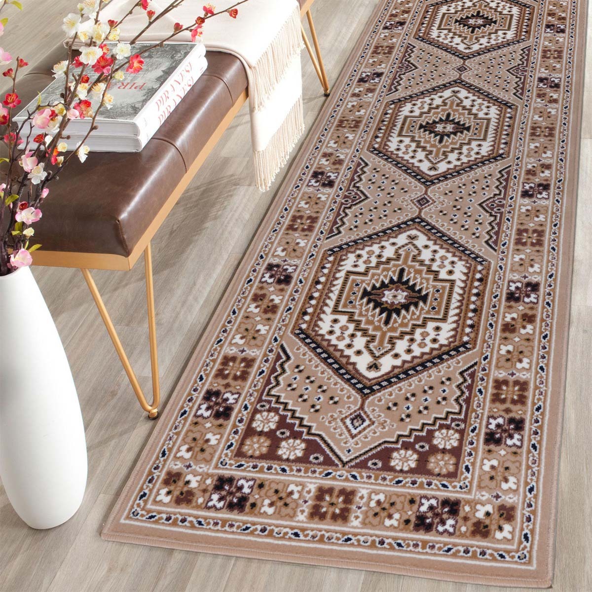 Tappeto Corridoio Ingresso Disegno Orientale Beige