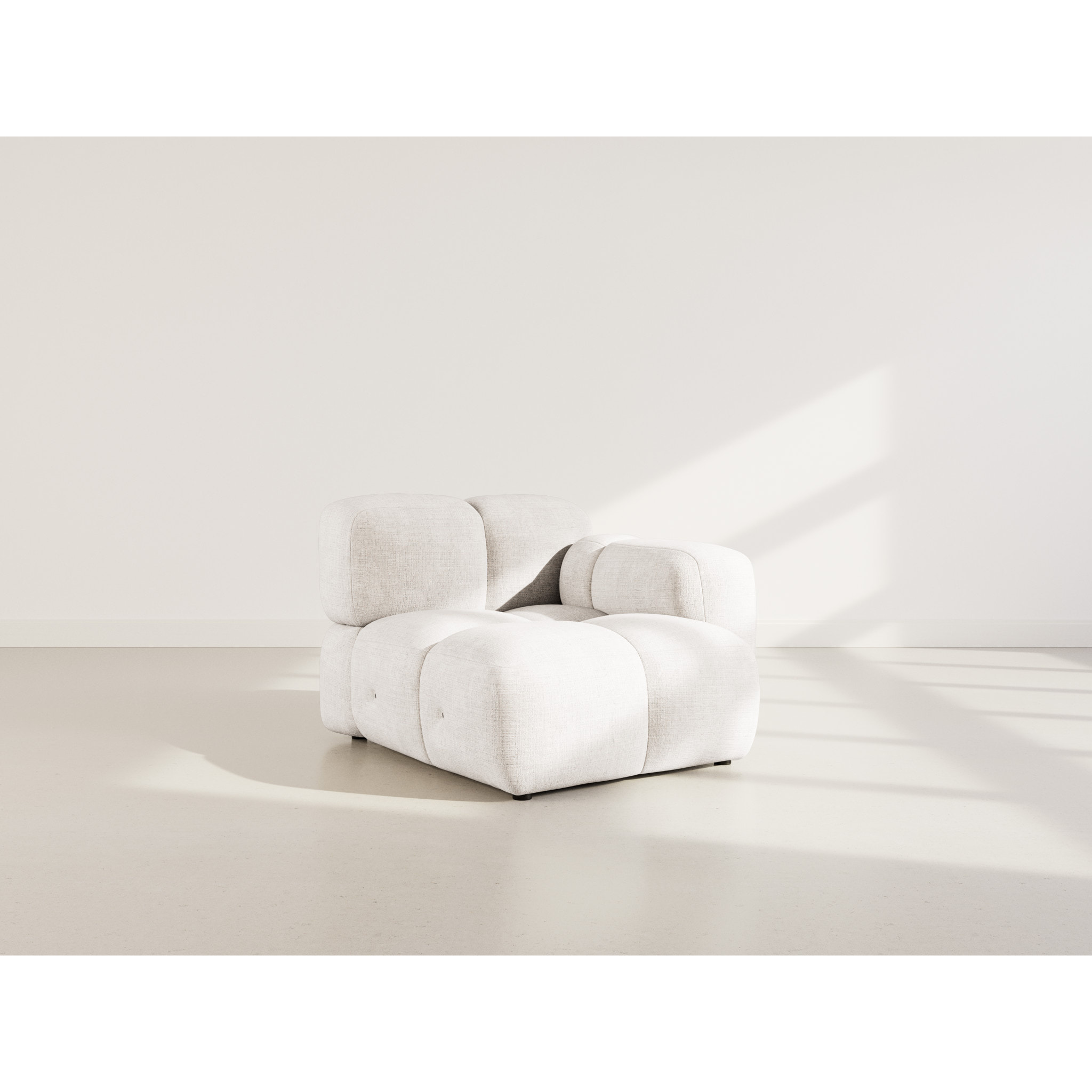 Grace - module d'assise droit en velours texturé - Beige