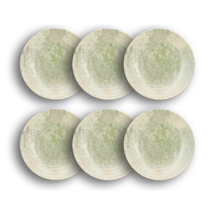 Lot de 6 assiettes creuses en porcelaine verte 23cm NATURA