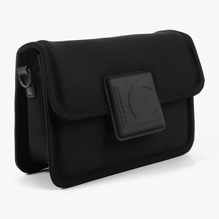 Tracolla in tessuto tipo neoprene con dettaglio logo in silicone