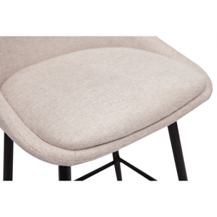 Tabourets de bar pivotants 360° en tissu effet velours texturé beige et métal H66 cm (lot de 2) ALESS