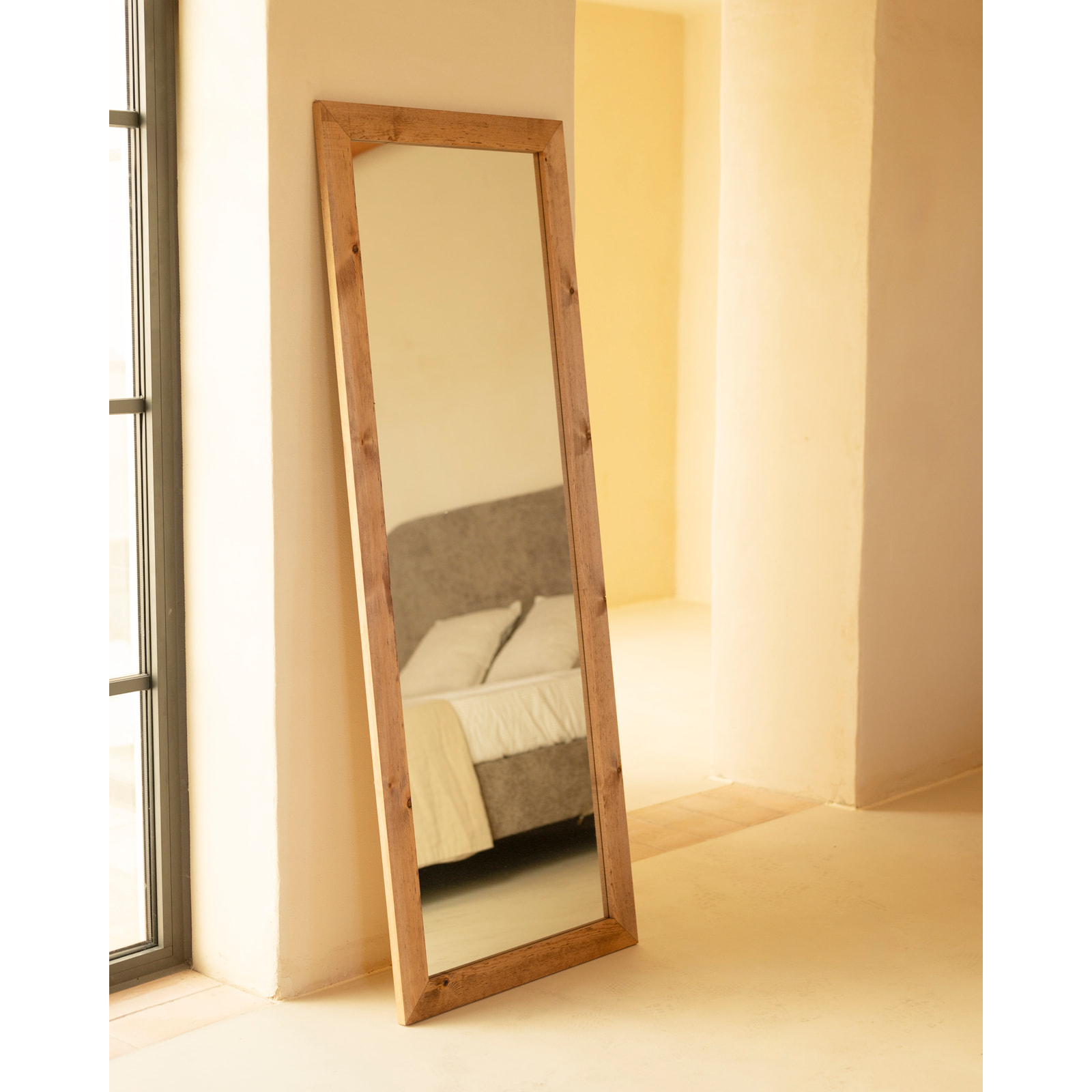 Miroir rectangulaire en bois de pin ton naturel 60x160cm Hauteur: 160 Longueur: 60 Largeur: 2