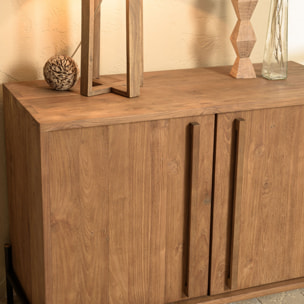 ALIDA - Buffet 2 portes en bois de teck recyclé pieds en métal noir