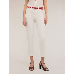 Motivi - Pantaloni carrot Rianne in cotone - Bianco
