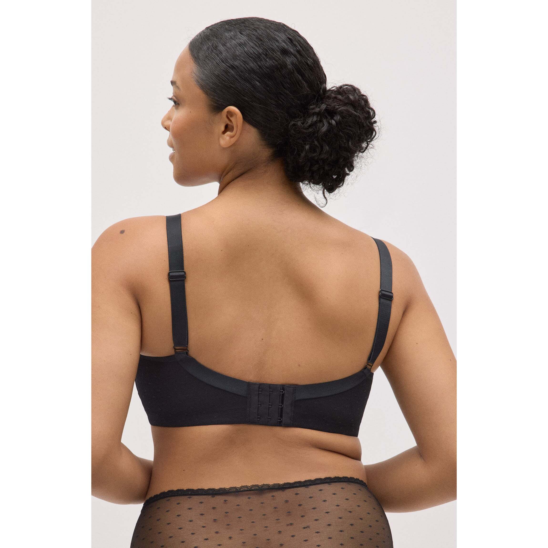 Reggiseno riduttore plumetis nero coppe C e D