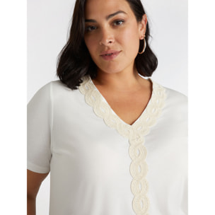 Fiorella Rubino - T-shirt con bordo applicato - Bianco