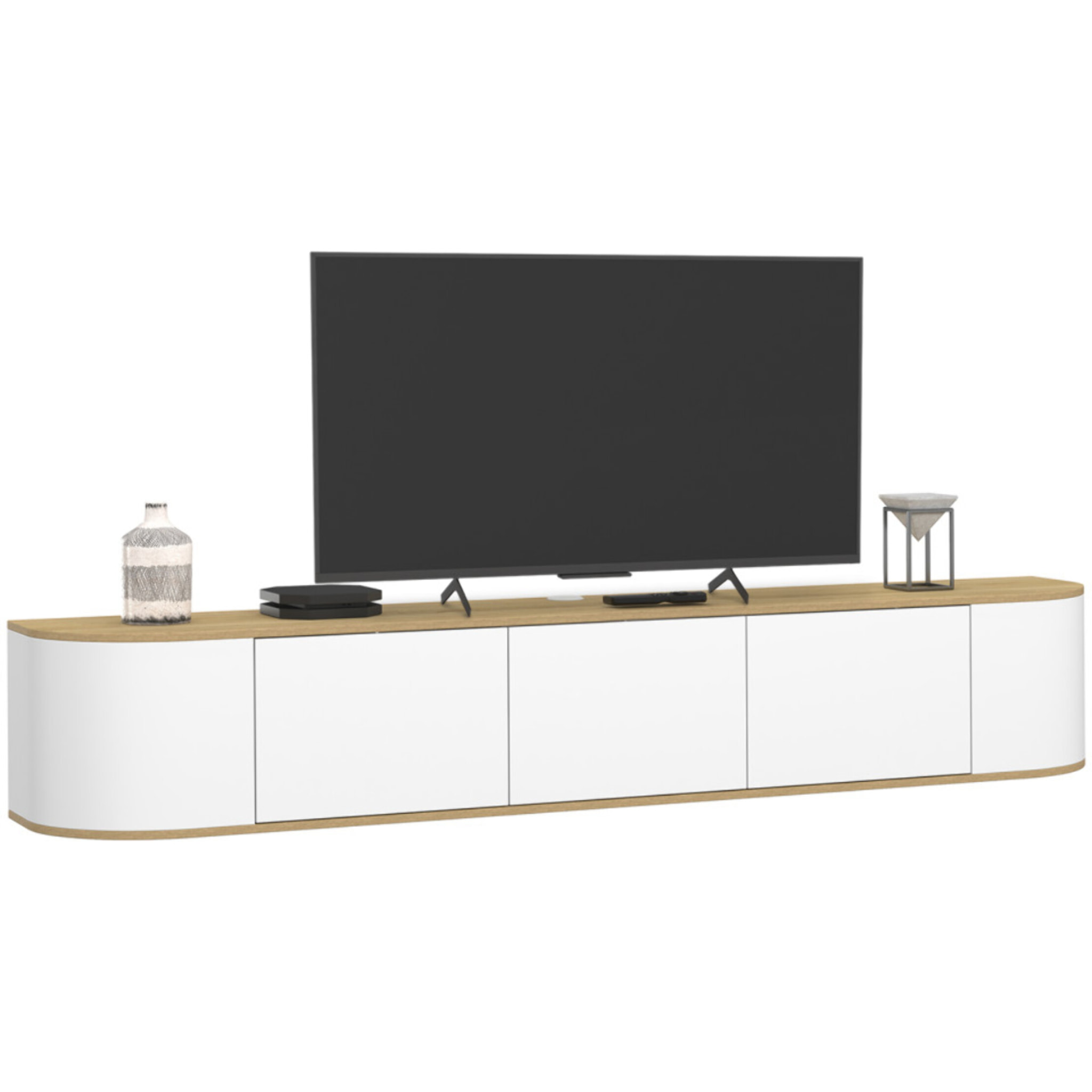 Meuble TV suspendu Elora bois blanc 180cm