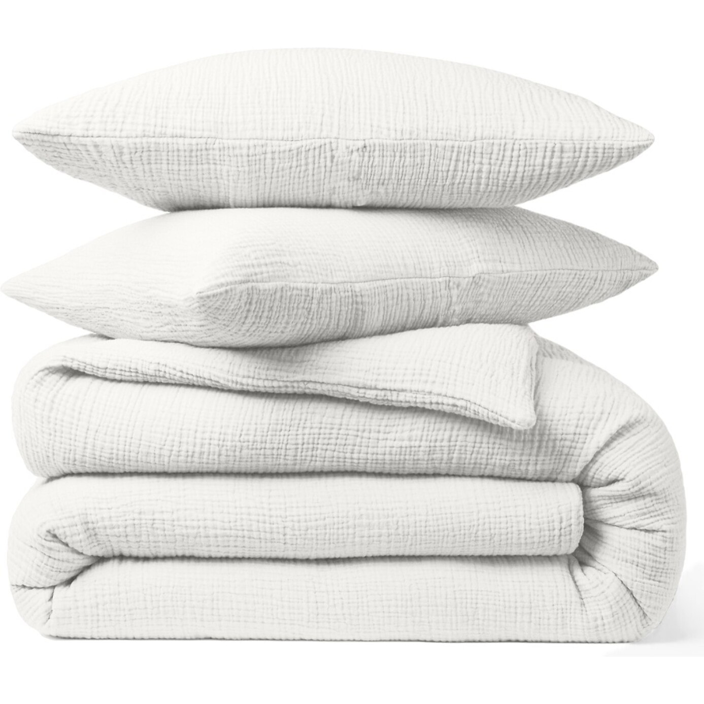 Paire de Taies D'oreiller 100% Gaze De Coton Blanc Pur