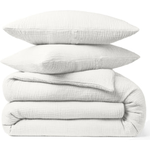 Paire de Taies D'oreiller 100% Gaze De Coton Blanc Pur