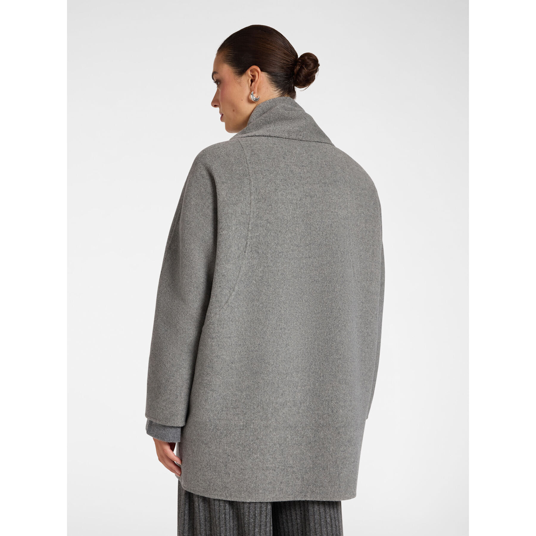 Elena Mirò - Cappotto cocoon in double misto lana con sciarpa - Grigio