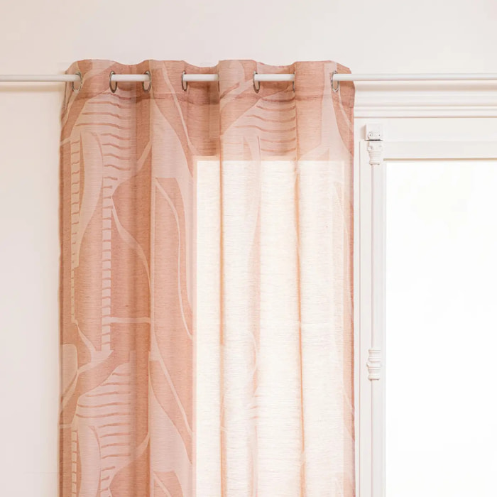 Voilage "Arca" en métal 140x240cm rose terracotta jacquard