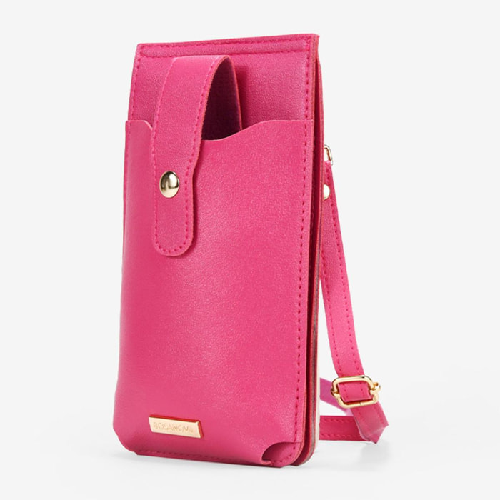 Bolso pequeño rosa para móvil con billetero