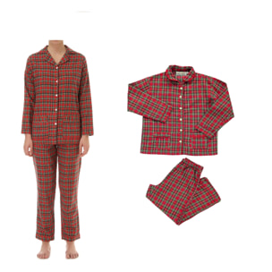 PACK Pigiama leggero mamma e bimba DONNA BAMBINA scozzese rosso