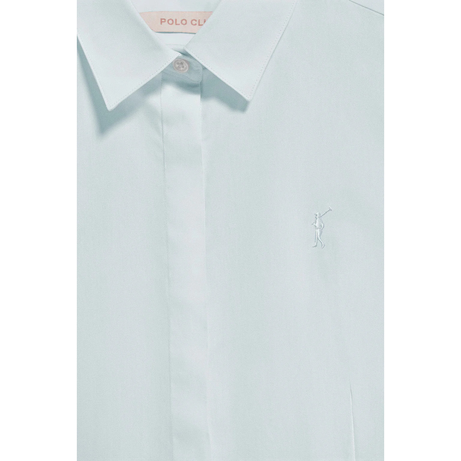 Camicia slim in popeline acquamarina con logo Rigby Go ricamato