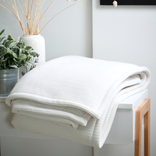 Plaid côtelé ultra doux - Ecru