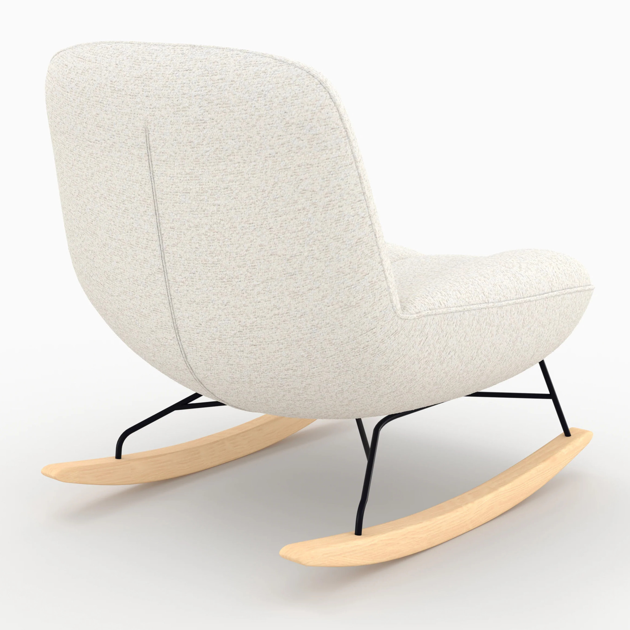 Rocking chair en tissu bouclette blanc cassé - Alvin