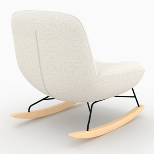 Rocking chair en tissu bouclette blanc cassé - Alvin