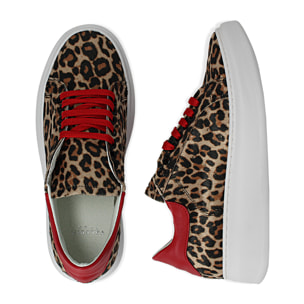 Sneakers leopard in microfibra