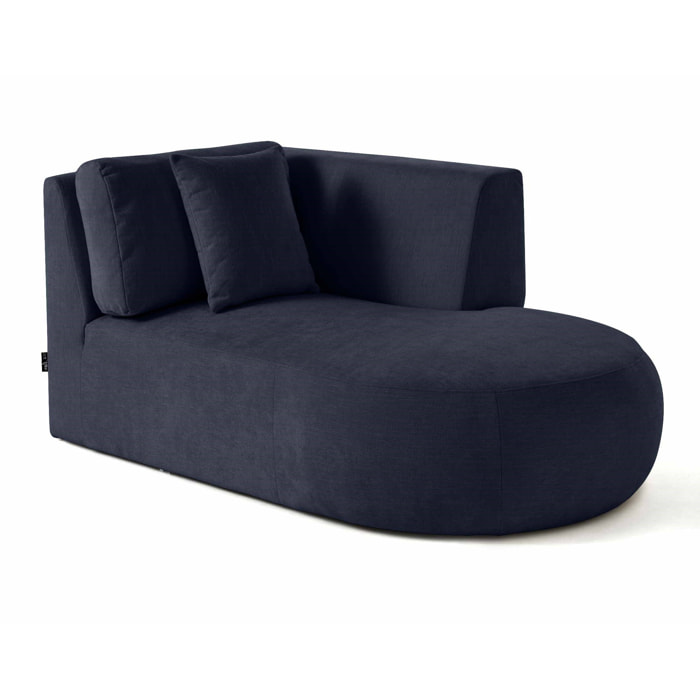 Santorini - module d'assise méridienne droit - en tissu texturé - Bleu marine
