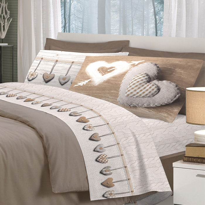 Completo letto cuore appeso beige