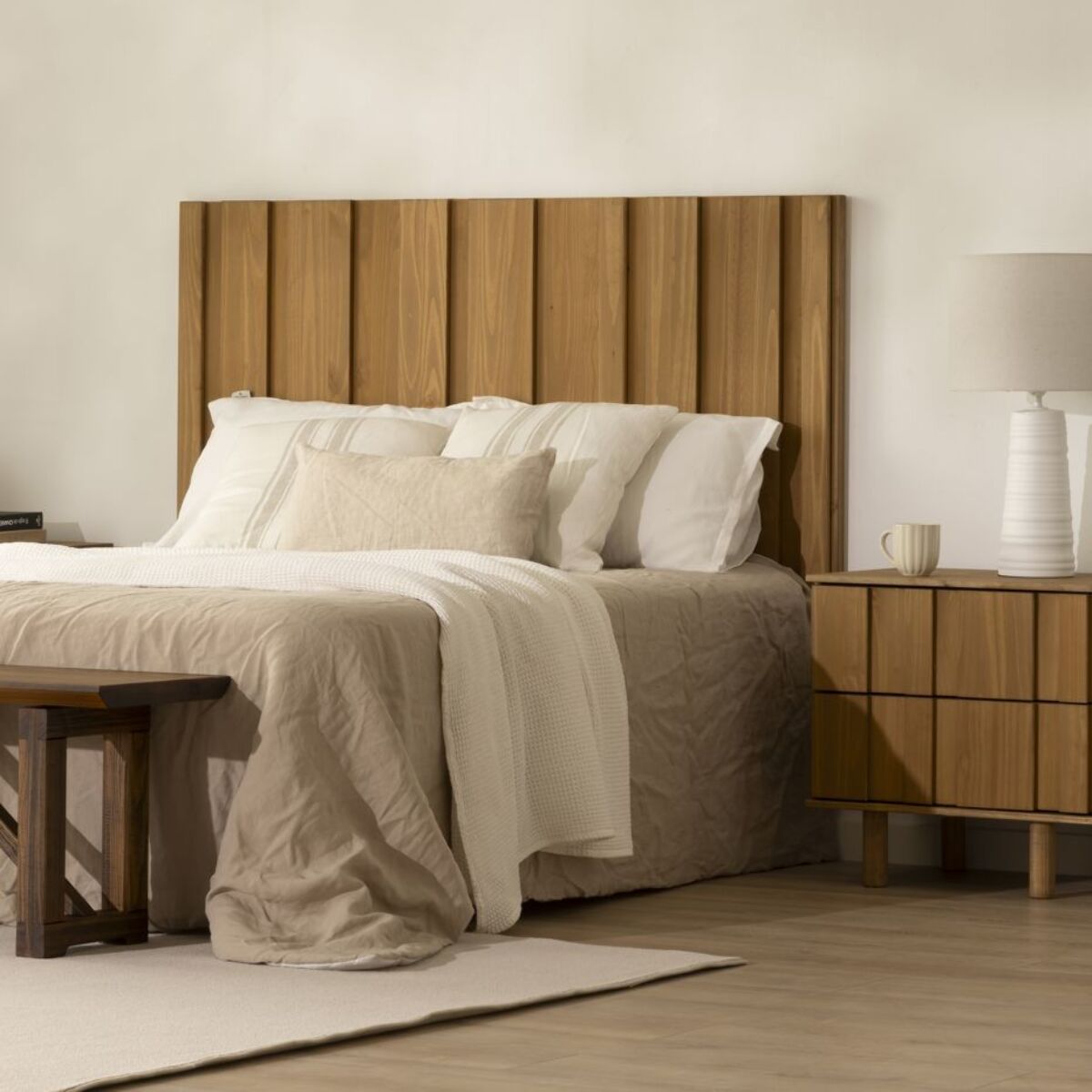 Tête de lit Sandoli -bois massif d'araucaria-couleur nogal 160 x 60 x 80 cm