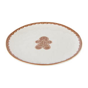 J-Line assiette Cookie Ronde Dolomie - céramique - brun/blanc