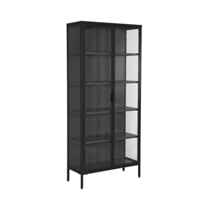 Buffet, vaisselier acier et verre trempé 2 portes 180cm ARKANSAS