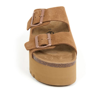 Sandalia Plataforma Cuero Mujer BILLOWY MARRON