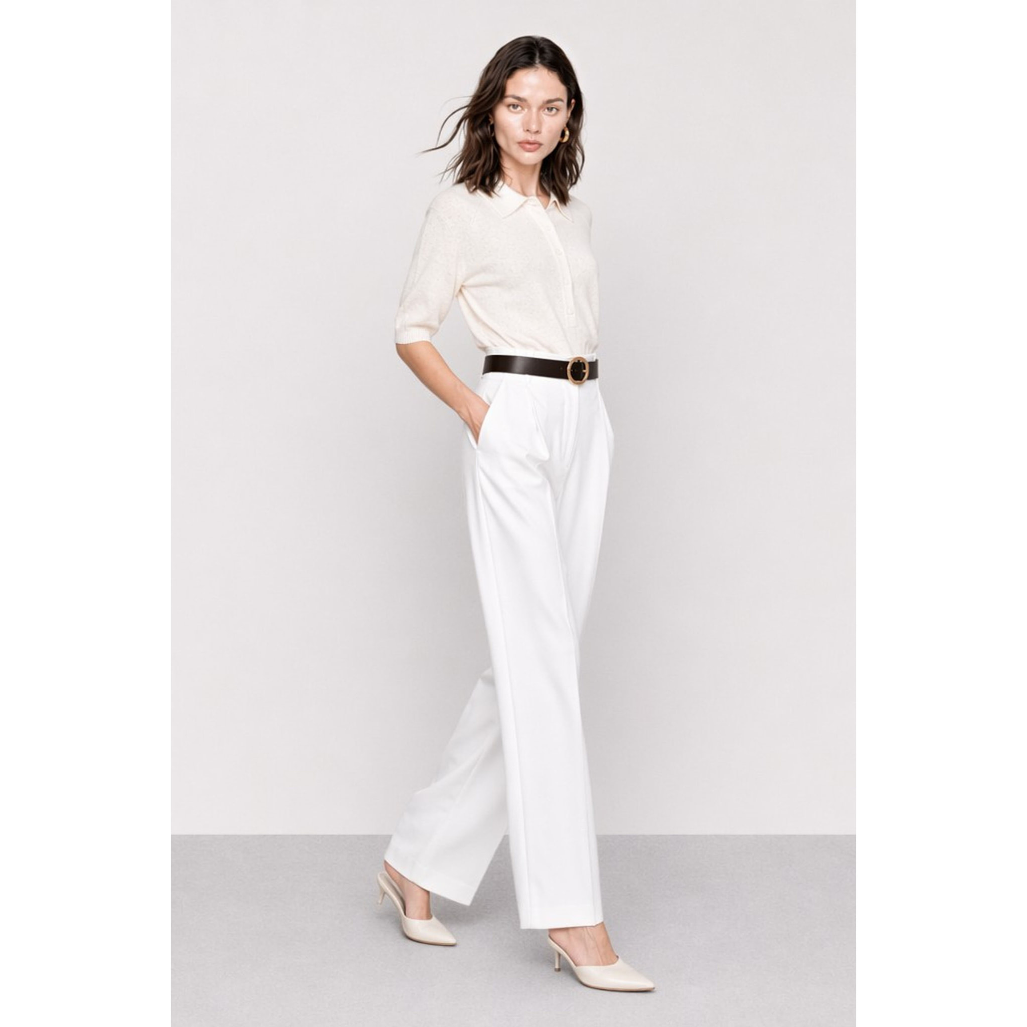 Kocca - Pantaloni da donna a vita alta e gamba dritta con cintura Donna