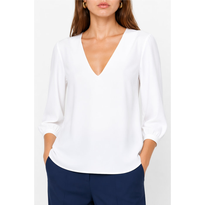 Kocca - Blusa da donna con scollo a V e maniche a sbuffo Donna