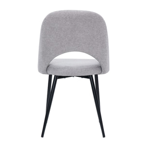 Chaises vintage en tissu effet velours texturé gris et métal noir (lot de 2) COSETTE