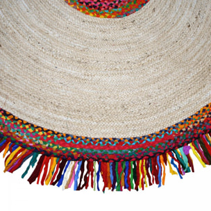 Tapis kilim rond fabriqué à la main en jute SPINI