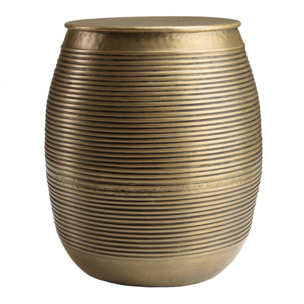 HONORE - Table d'appoint alu L40cm H45cm couleur laiton foncé strié