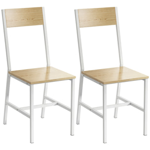 Pack de 2 Sillas de Comedor, Sillas de Cocina Modernas, con Respaldo Inclinado, Marco Metálico, para Salón, Sala de Estar, Natural