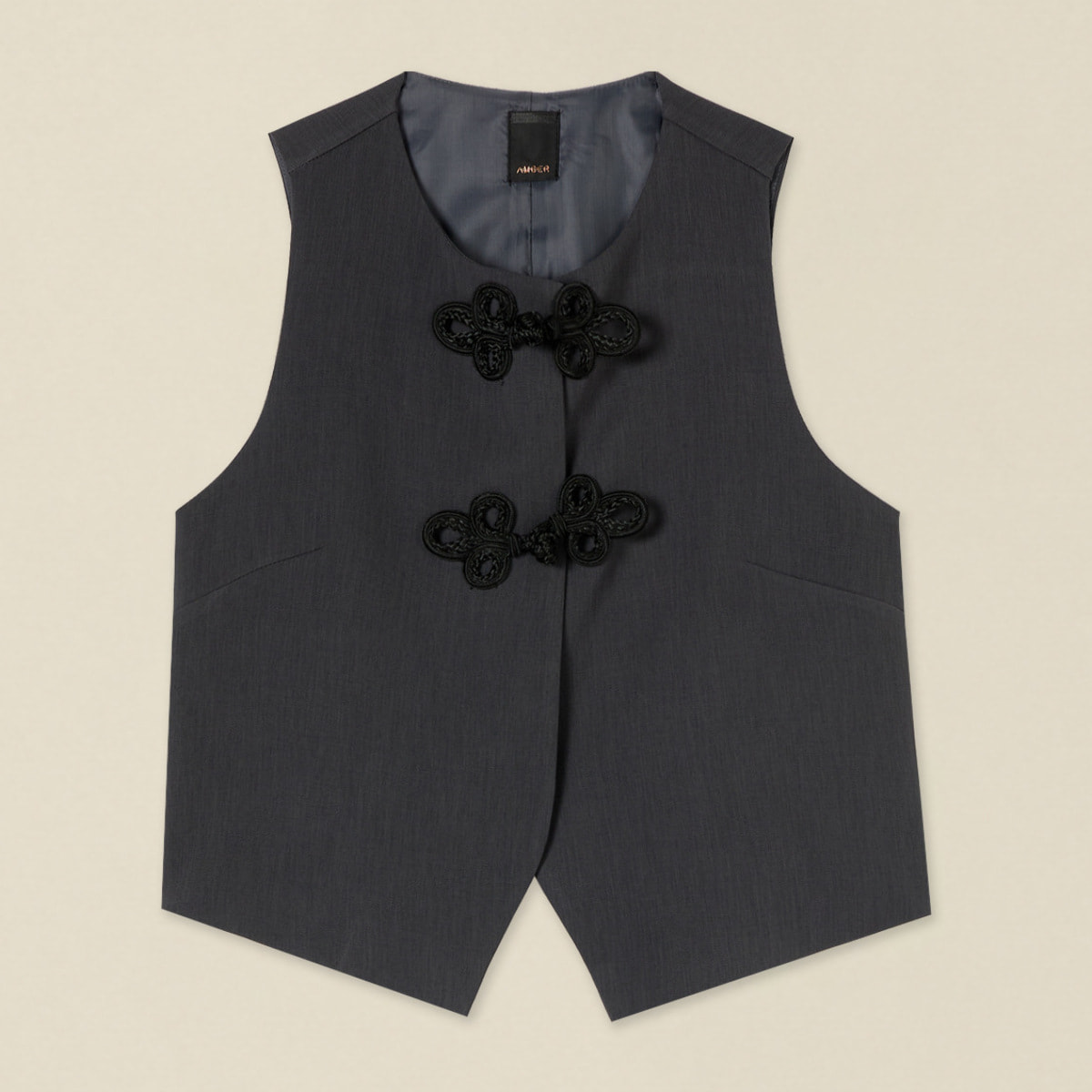 Oltre - Gilet corto con chiusure ad alamari ricamati - Grigio