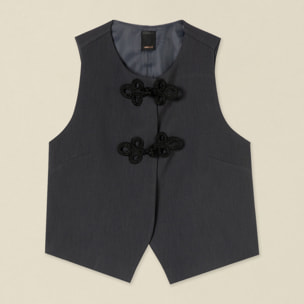 Oltre - Gilet corto con chiusure ad alamari ricamati - Grigio