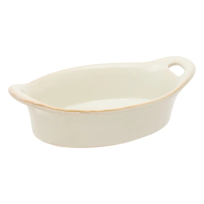 Plat oval en céramique Terre Inconnue11x16cm beige