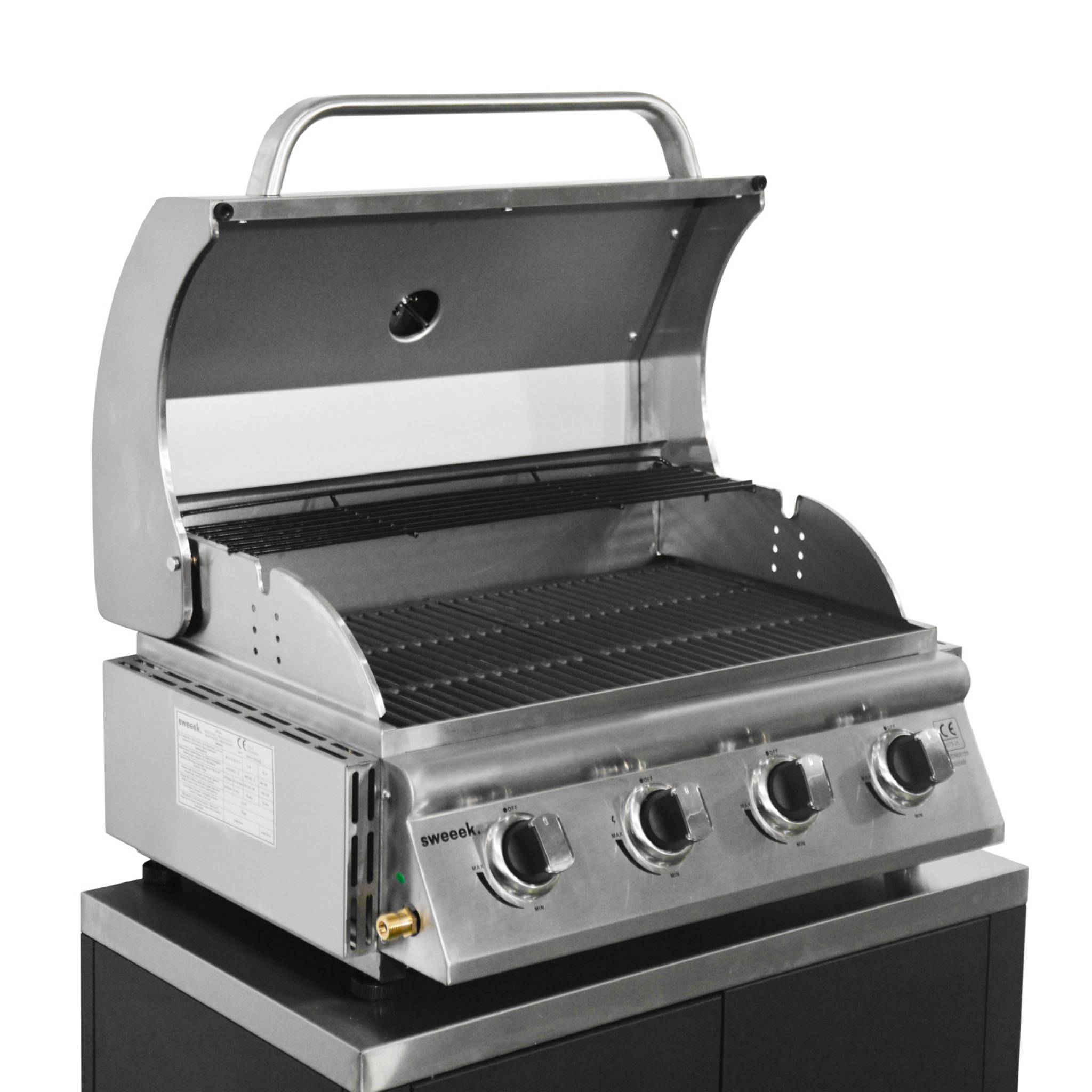 Barbecue à gaz avec 4 brûleurs à poser avec récupérateur de graisse