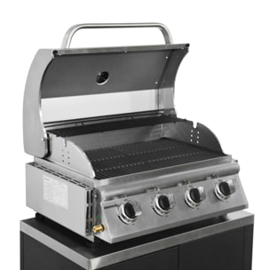 Barbecue à gaz avec 4 brûleurs à poser avec récupérateur de graisse