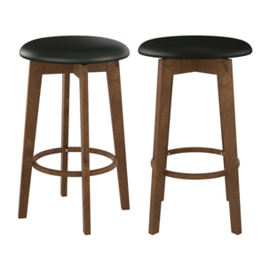 Lot de 2 tabourets pour îlot central 66 cm en cuir synthétique noir - Vahina