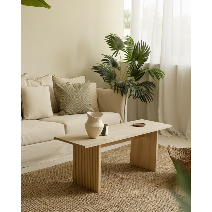 Table basse en bois massif ton chêne moyen 120cm Hauteur: 45 Longueur: 120 Largeur: 55