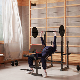 Banco de Musculación Plegable Banco de Pesas con Soportes para Barra Regulables y Respaldo Ajustable para Entrenamiento Completos de Cuerpo en Casa Gimnasio Negro